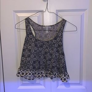 Black and white floral designed tank top